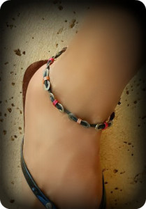 Red and tan Anklet