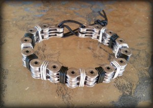 Men's Bold Bracelet: Double Chain in Silver and Black