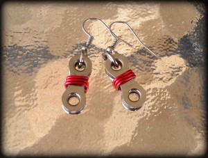 Red with silver hooks